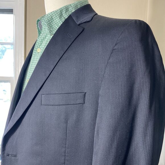 Jack Victor Elite Striped Wool Blazer Blue Two Button Men's Size 44R - Picture 4 of 14